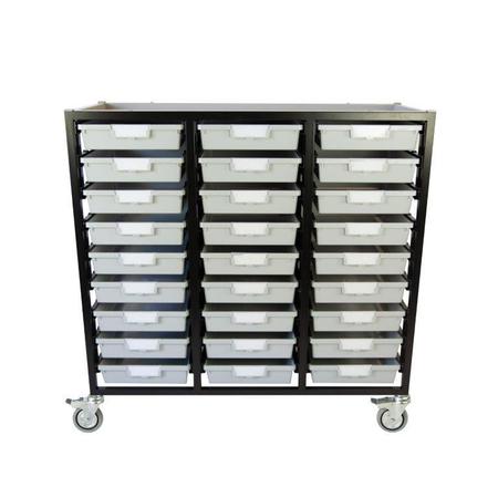 STORSYSTEM Commercial Grade Mobile Bin Storage Cart with 27 Gray High Impact Polystyrene Bins/Trays CE2103DG-27SLG